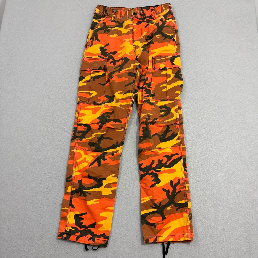 Rothco Cargo Pants Mens Small Orange Savage Camo BDU Tactical Military Vintage